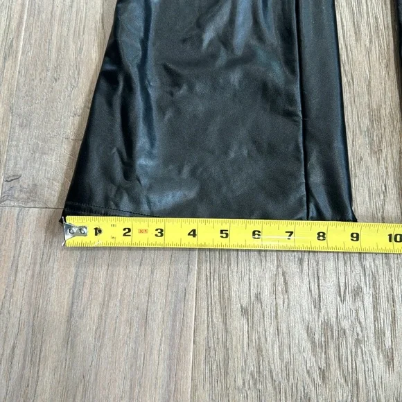 SHEIN Leather Look Slant Pocket Flare Leg Pants Size Small - Picture 7 of 8